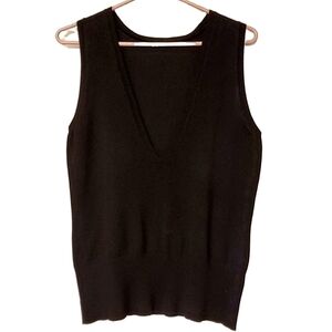 CLEO Y2K KNIT SWEATER VEST RIBBED V-NECK SLEEVELESS RELAXED FIT BLACK WOMENS
